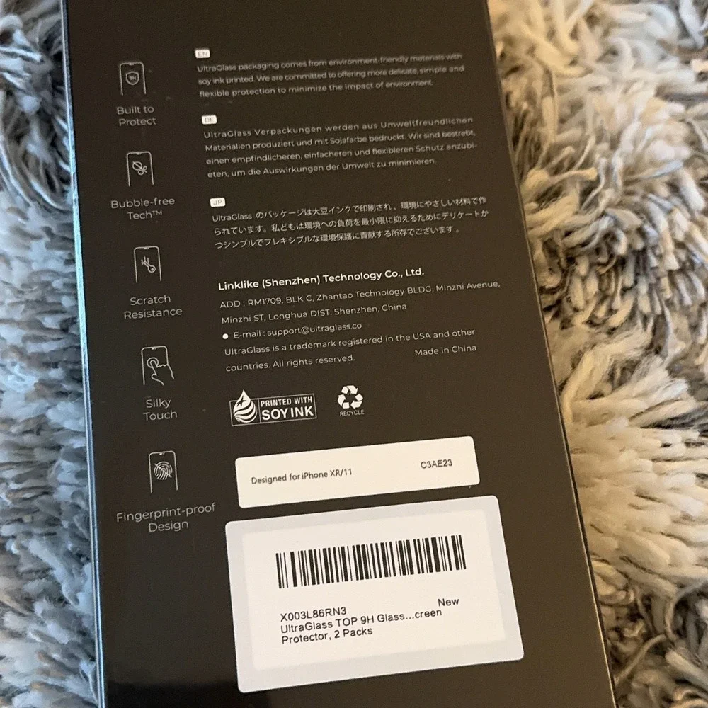 UltraGlass Screen Protector iPhone XR 2 Pack Black White Solid